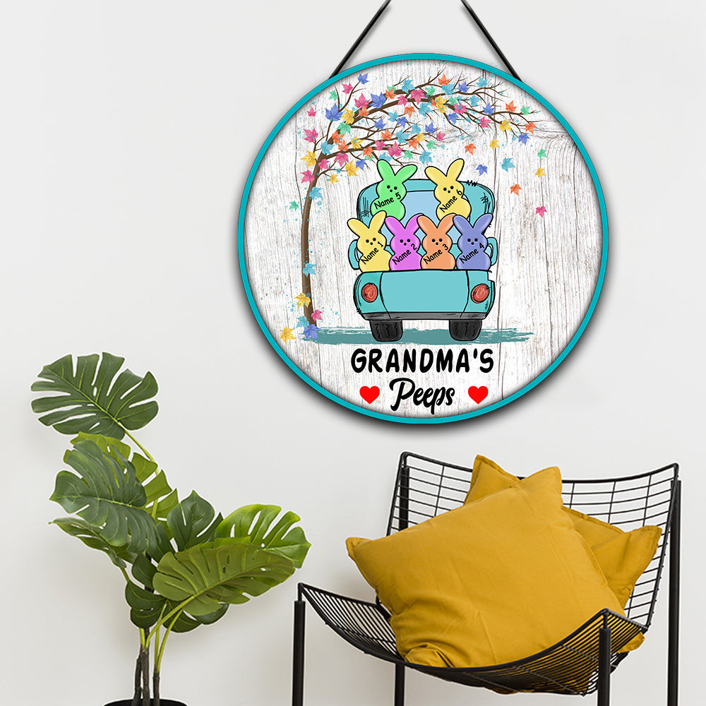 89Customized Family Personalized Wood Sign Grandma's Peeps Happy Easter