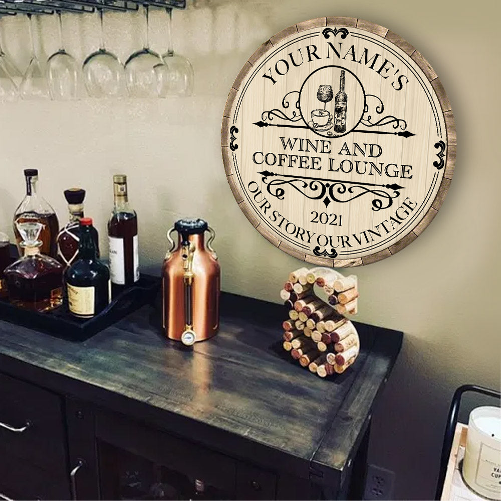89Customized Wine and Coffee Lounge Customized Wood Sign