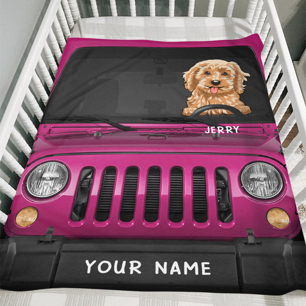 89Customized Jeep Wrangler and dogs 3D Customized Fleece Blanket