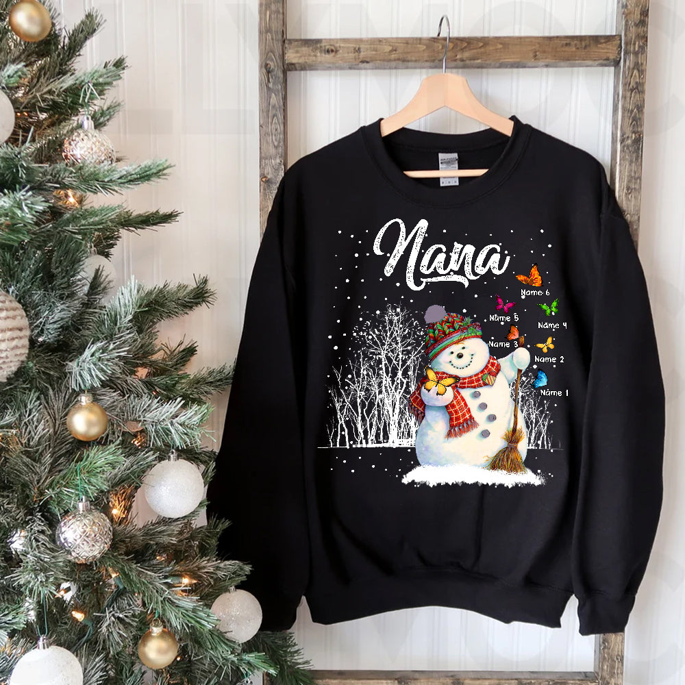 89Customized Grandma Snowman Butterfly personalized shirt