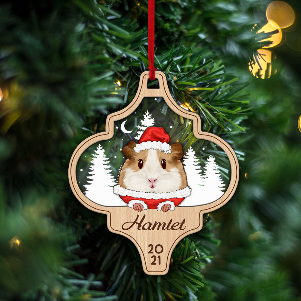 89Customized Christmas Guinea Pig Lovers Personalized 2 Layered Ornament