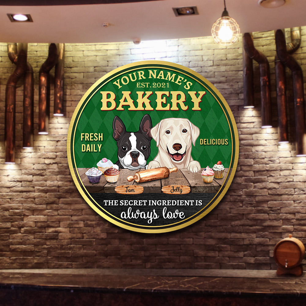 89Customized Dog Bakery The secret ingredient is always love personalized wood sign