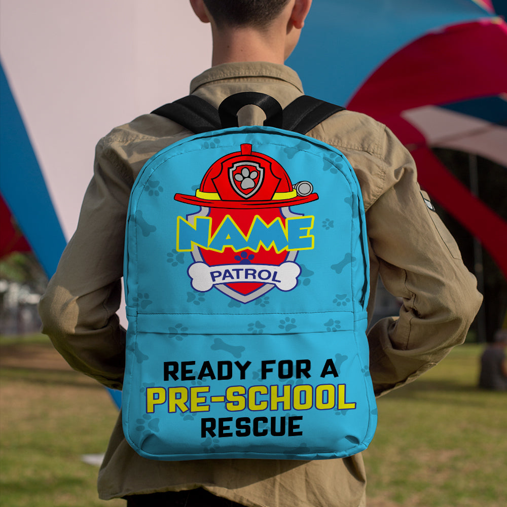 89Customized Ready for a school rescue patrol personalized backpack