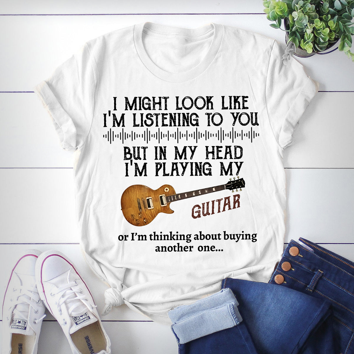 89Customized In my head i'm playing guitar personalized shirt
