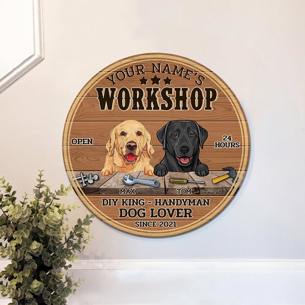 89Customized Garage handyman dog lover Customized Wood Sign