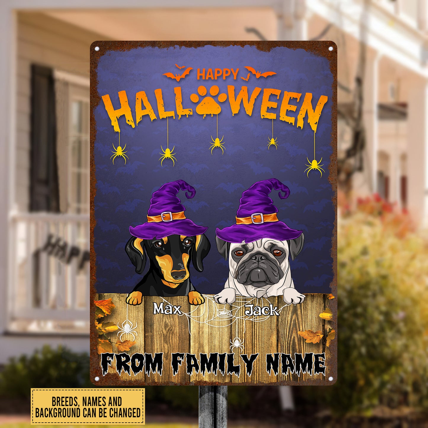 89Customized Happy Halloween Dogs And Cats Welcome Personalized Printed Metal Sign
