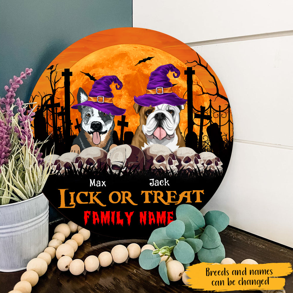 89Customized Lick Or Treat Dogs Welcome Personalized Wood sign