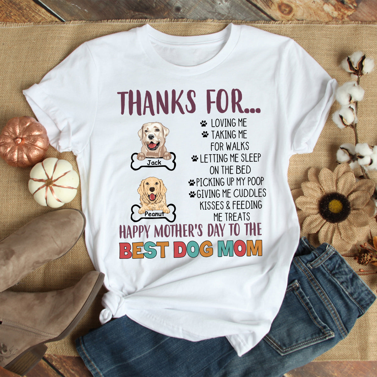 89Customized Personalized 2D Shirt Family Dog Mom Thanks For Loving Me