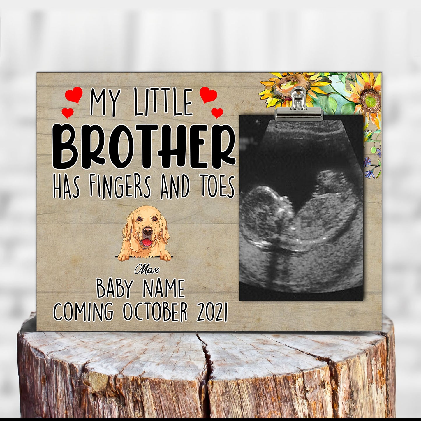 89Customized Our little sister/brother has fingers and toes personalized photo clip frame