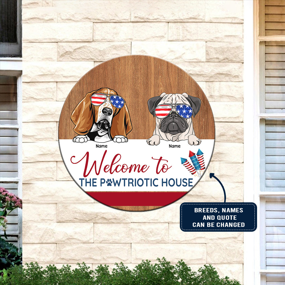 89Customized God Bless America Cats And Dogs Personalized Wood Sign