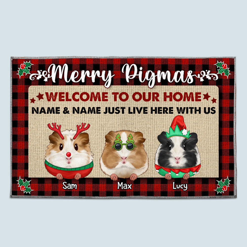 89Customized Merry Pigmas Welcome To The Tiny Overlords' House Personalized Doormat