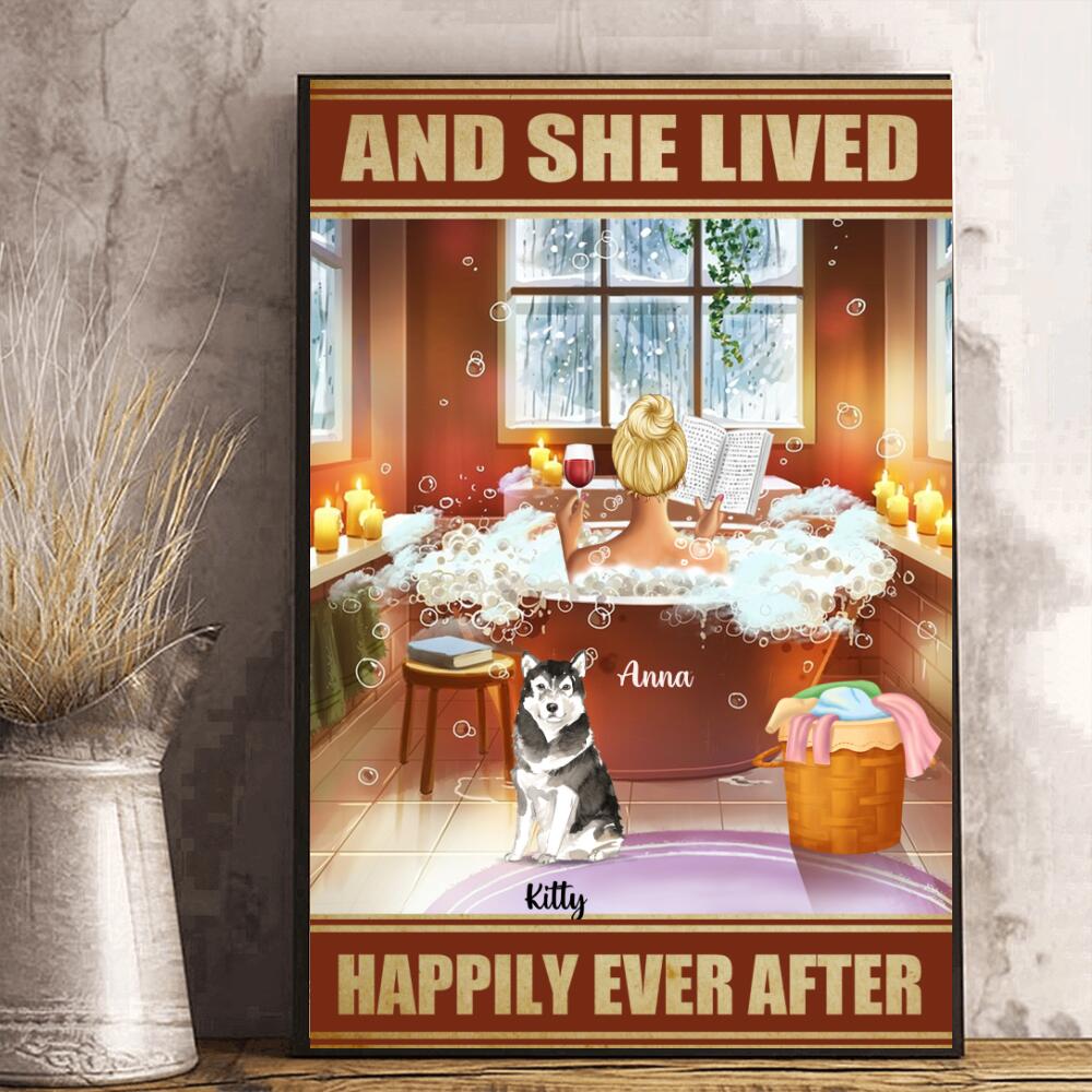 Personalized Poster The Girl Is Reading Books In The Bathroom Loves Dogs
