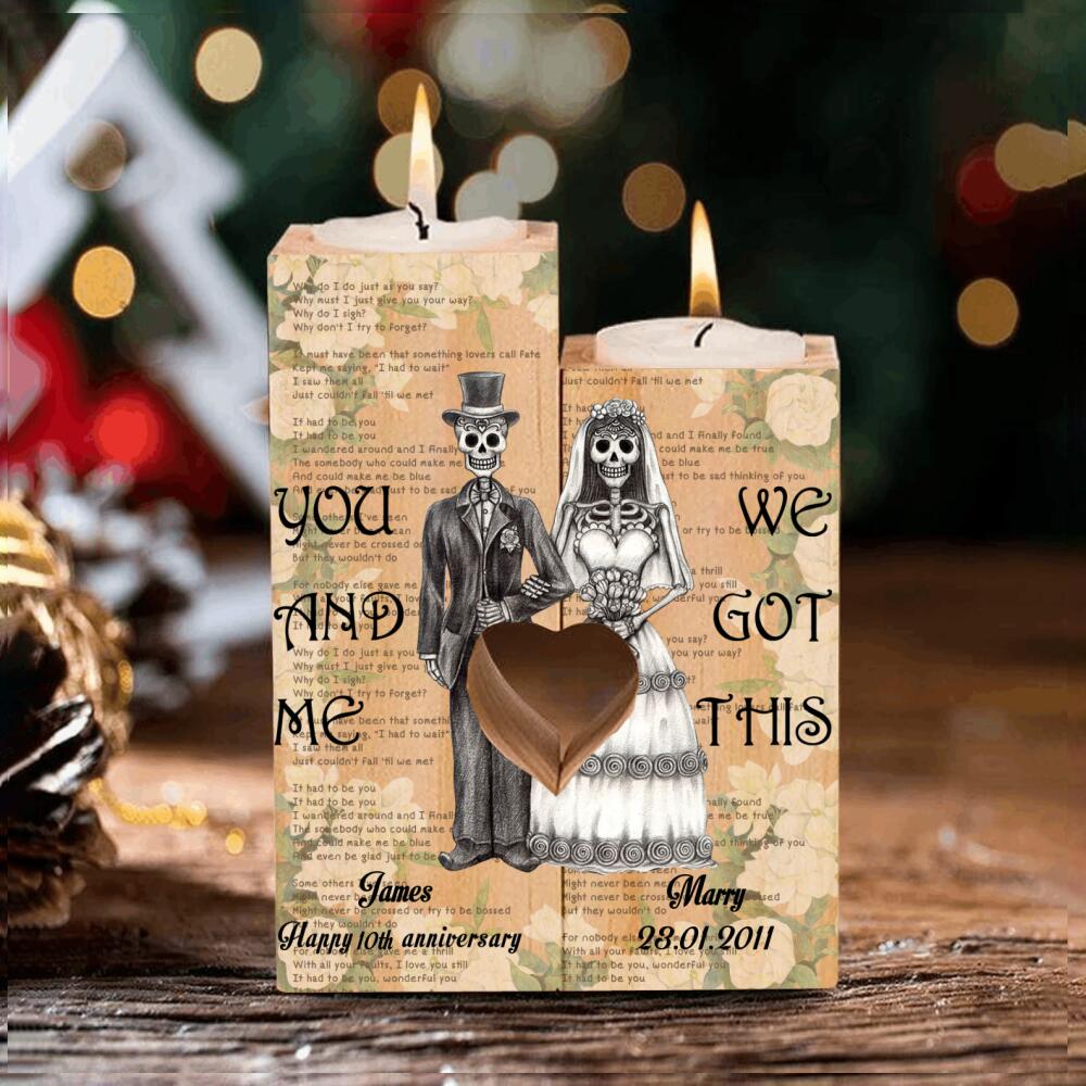 89Customized Personalized Candle Holder You & Me Skull