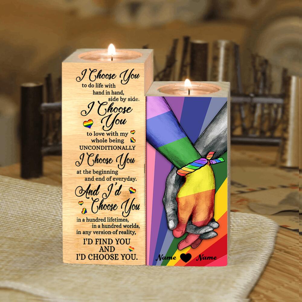 89Customized Personalized Candle Holder I Choose You Hand LGBT Couple