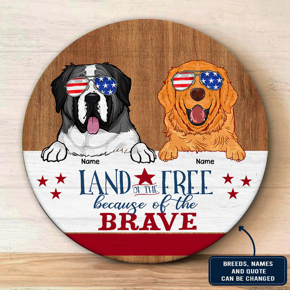 89Customized God Bless America Cats And Dogs Personalized Wood Sign
