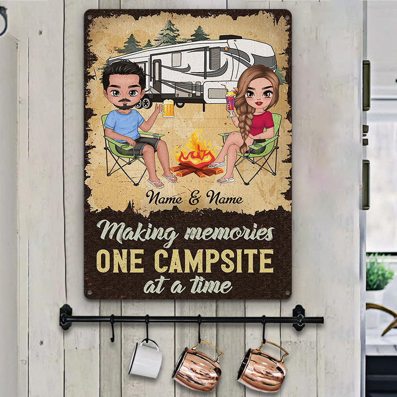 89 Customeized Making memories one campsite at a time Doll Camping Couple Ver.4 Personalized Metal Sign