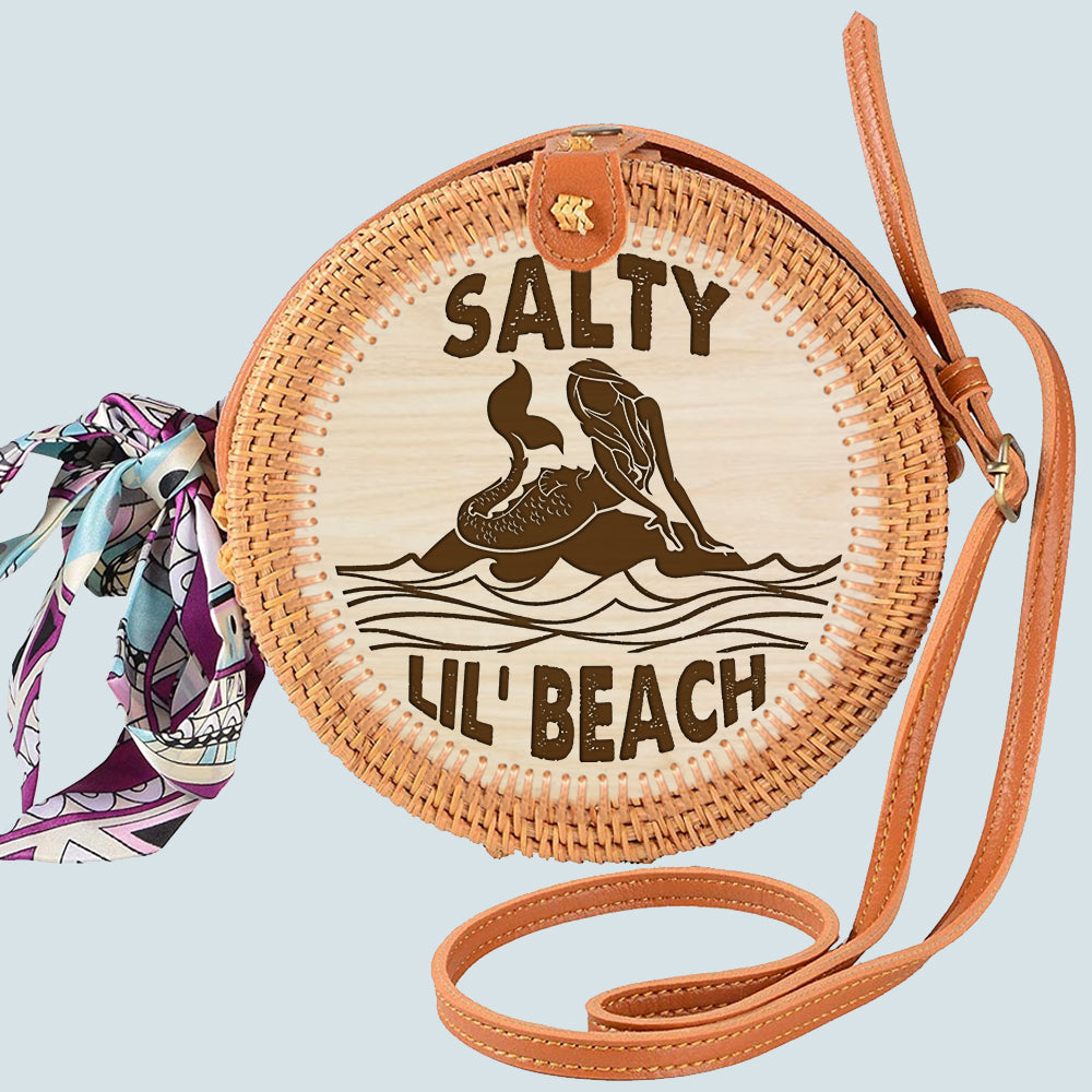 89 Customeized Salty lil' beach rattan straw bag