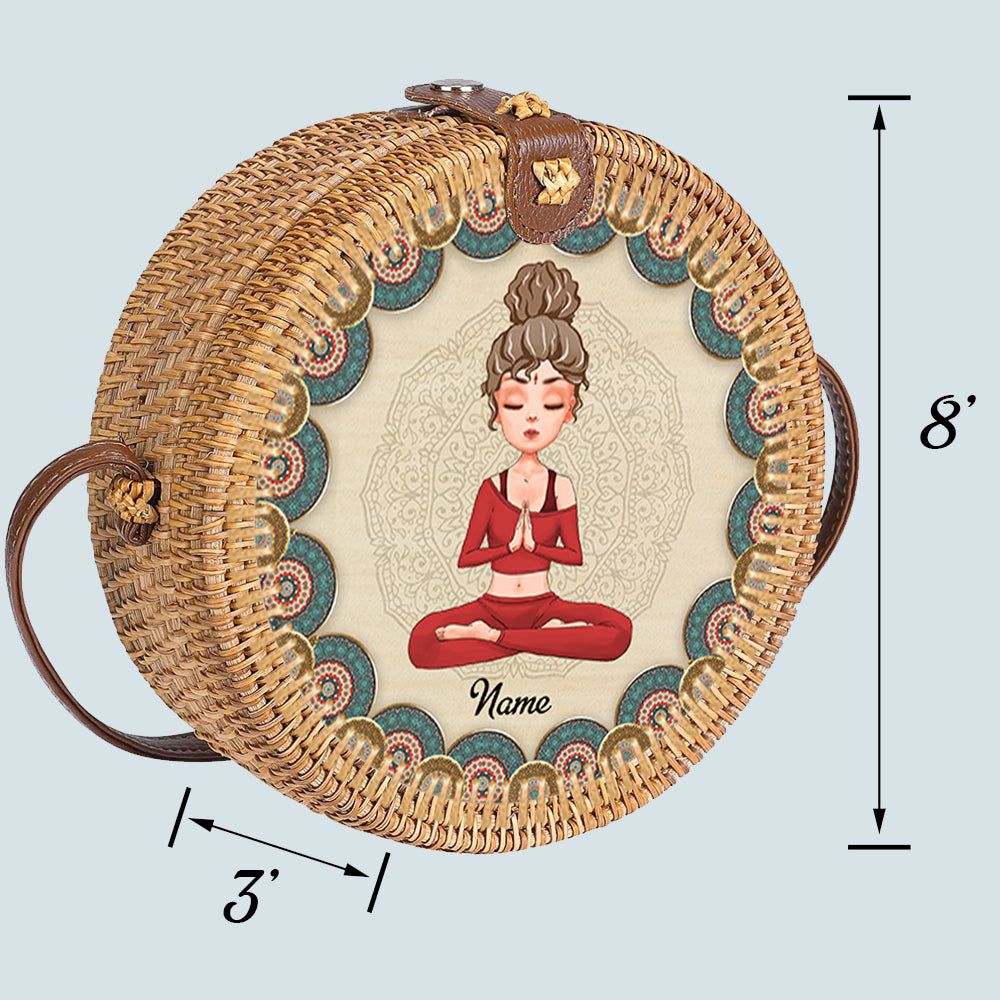 89 Customeized Yoga Meditation Mandala Personalized Rattan Straw Bag