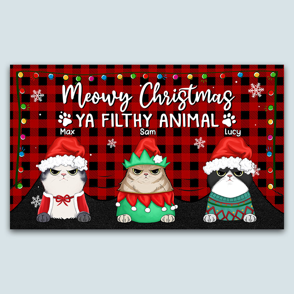89Customized Meowy Christmas Filthy Animal Cat Lovers Personalized Doormat