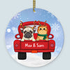 89Customized It's Christmas Time Dogs And Cats On Truck Personalized One Sided Ornament