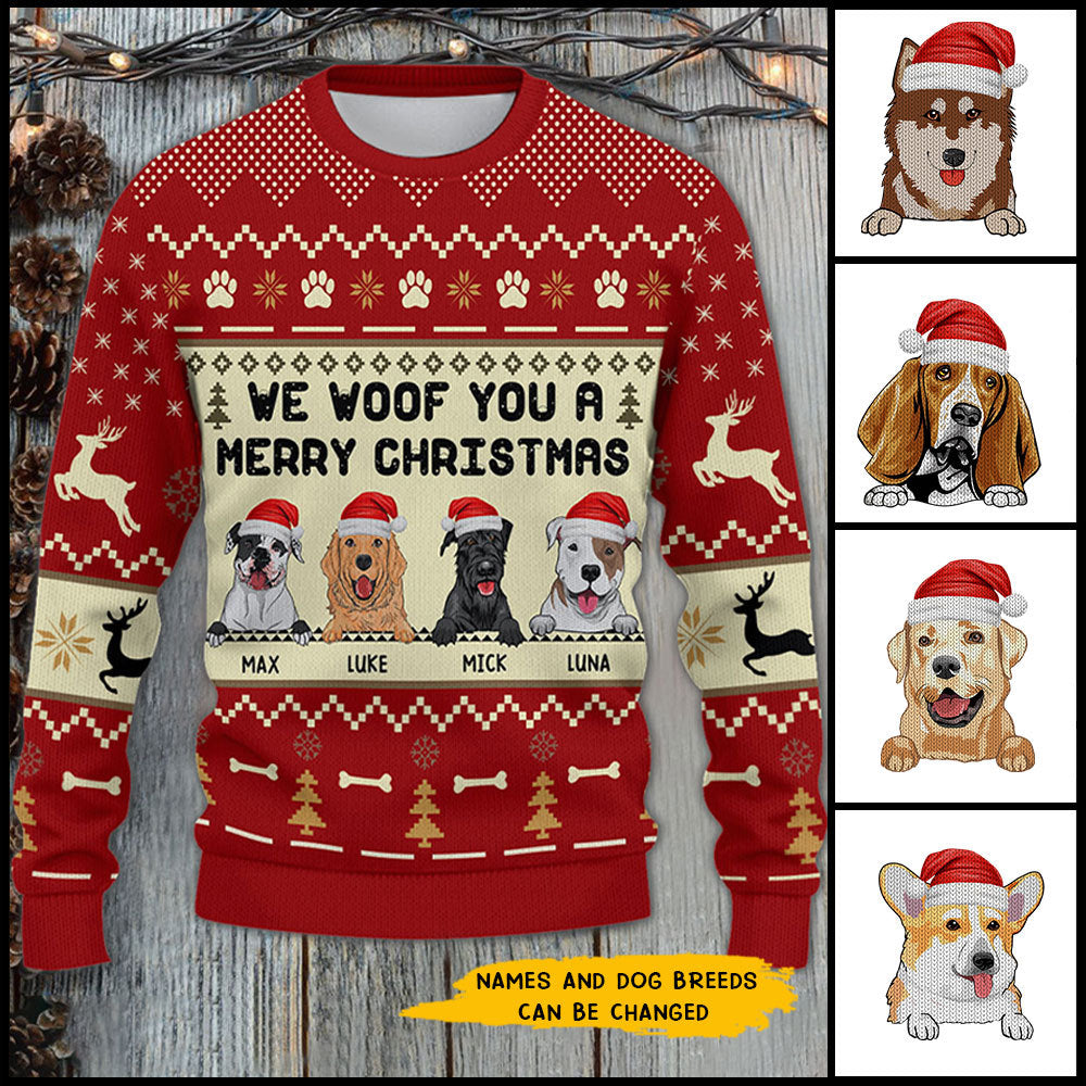 89Customized We woof you a merry christmas Personalized Sweater