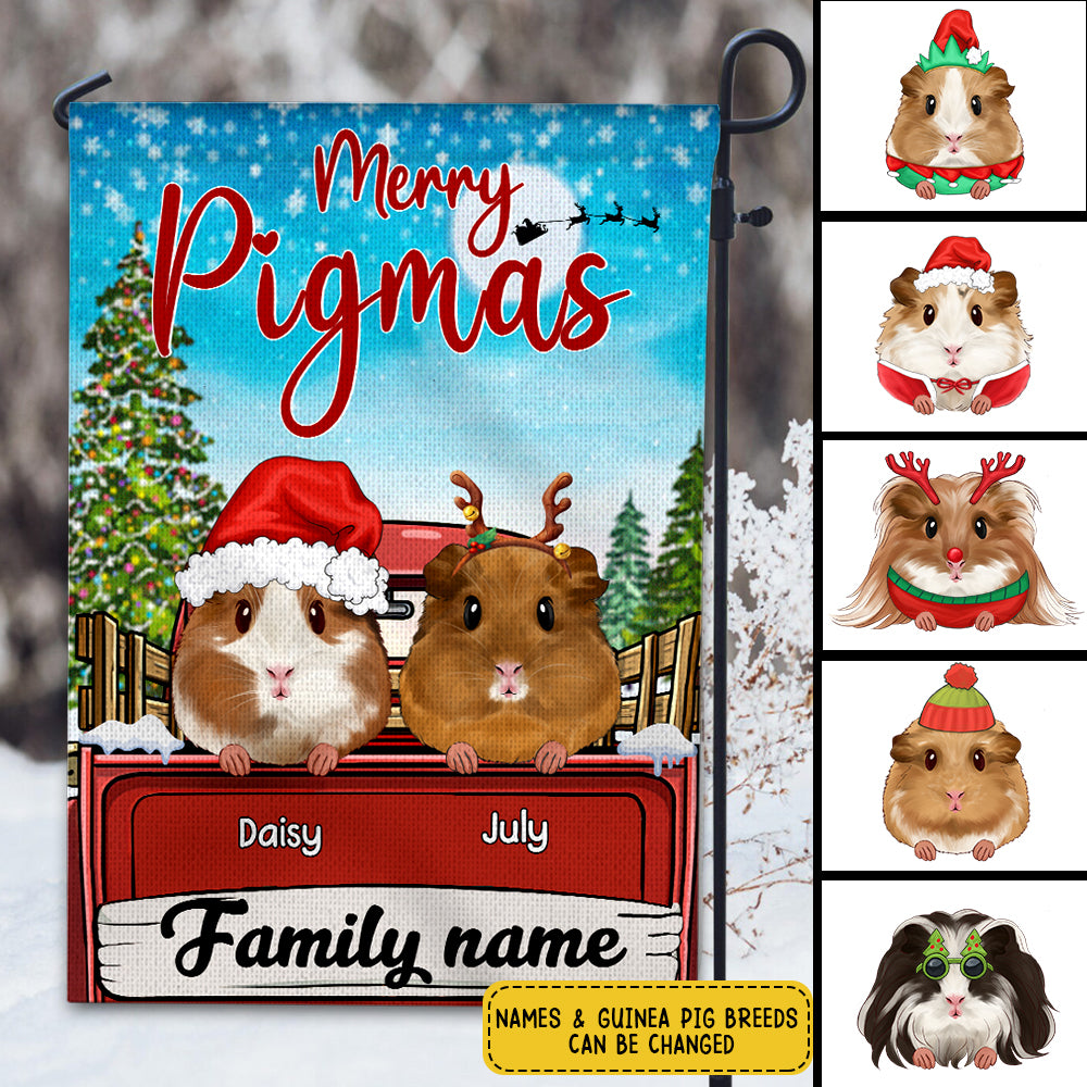 89Customized Merry Pigmas Guinea Pig Lovers Personalized Garden Flag
