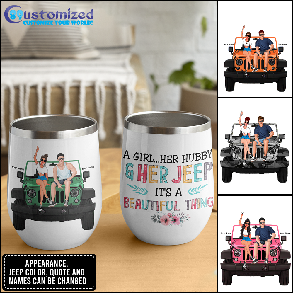 89Customized Let The Adventure Begin Jeep Couple Personalized (No straw included) Wine Tumbler