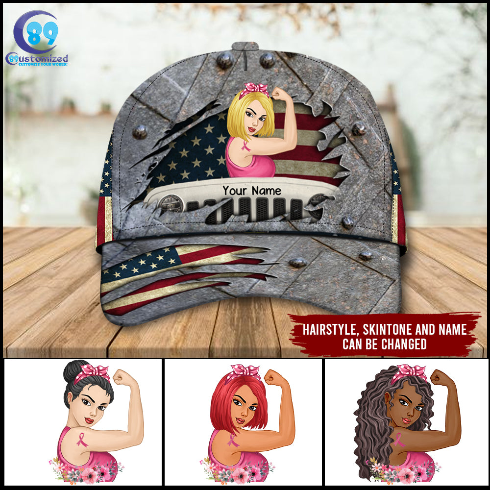 89Customized Jeep girl breast cancer awareness personalized 3D cap