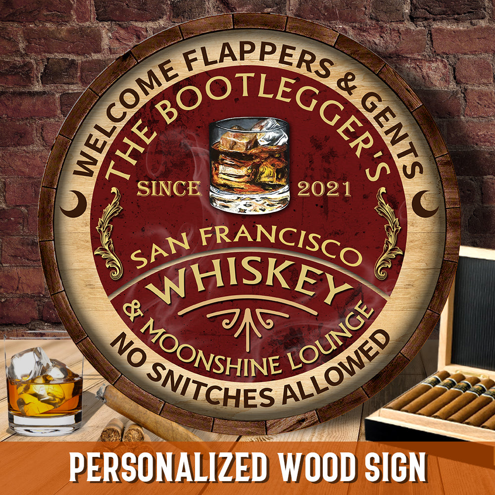 Whiskey & Moonshine Lounge Customized Wood Sign