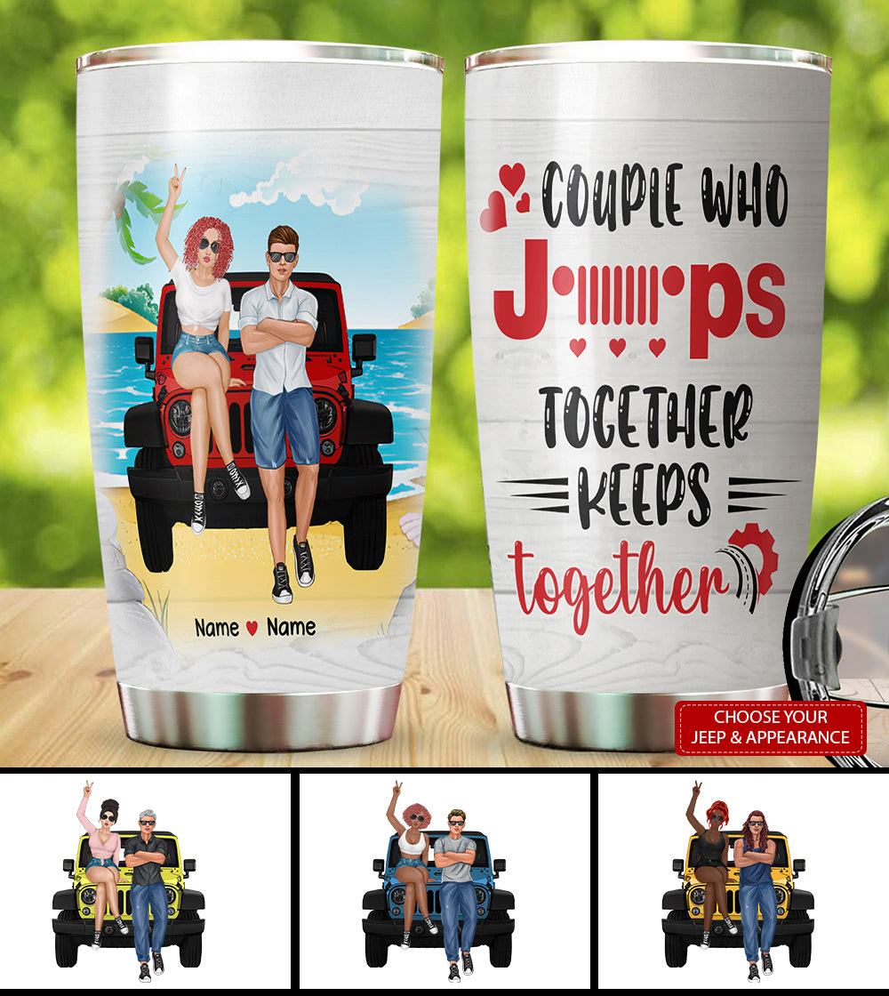 89Customized The Couple Who Jeeps Together Keeps Together Personalized Tumbler