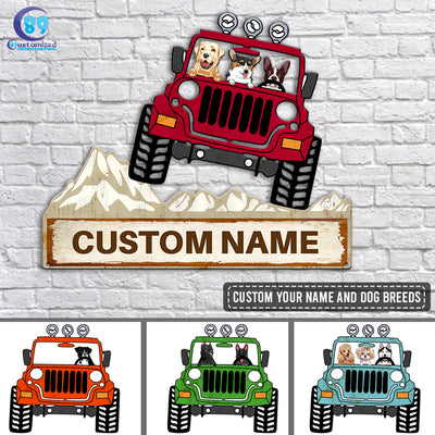 89Customized Jeep and dog off the road personalized cut metal sign