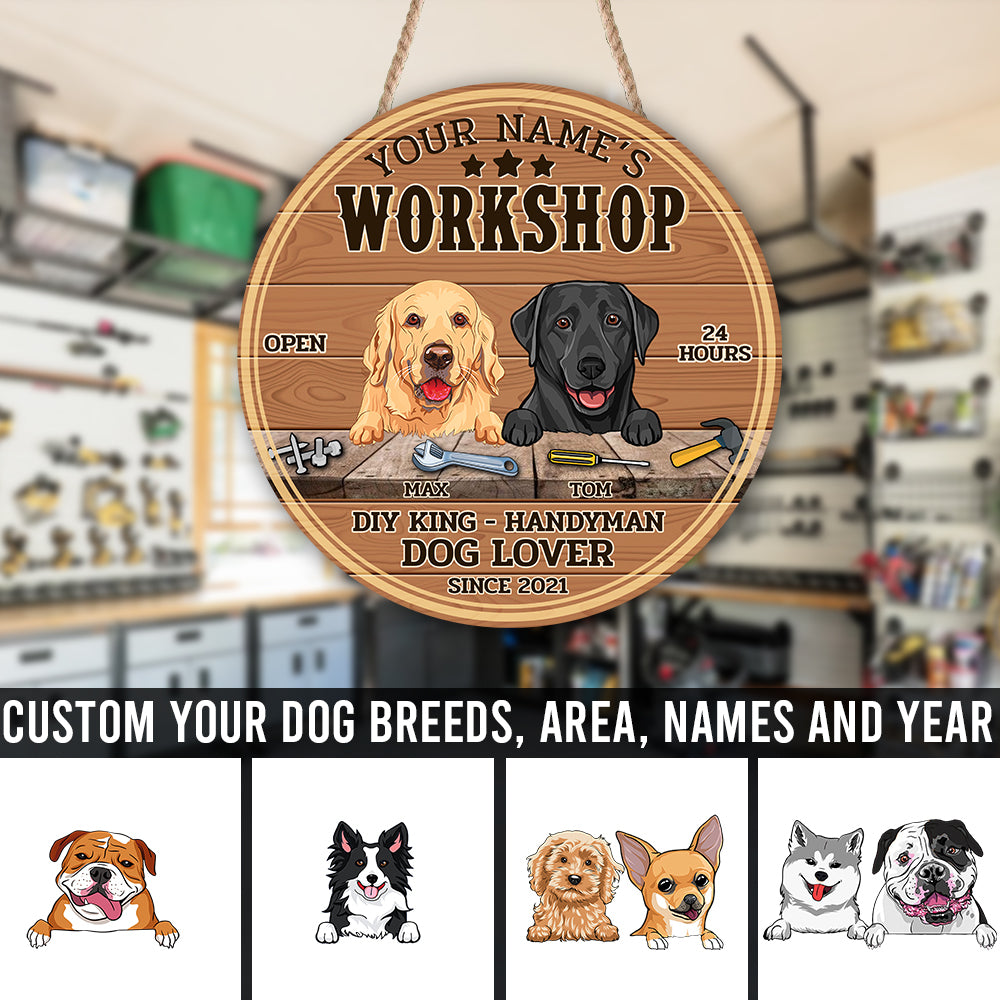 89Customized Garage handyman dog lover Customized Wood Sign