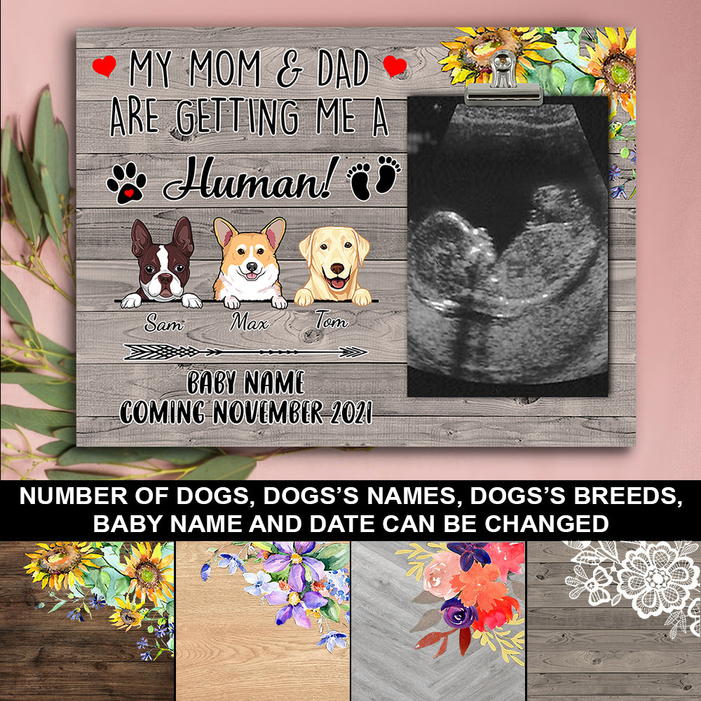 89Customized My mom and dad are getting me a human announcement gift Personalized photo clip frame