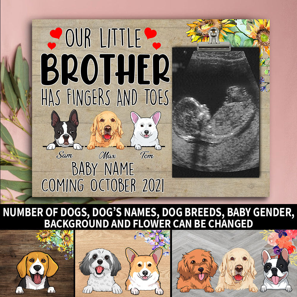 89Customized Our little sister/brother has fingers and toes personalized photo clip frame