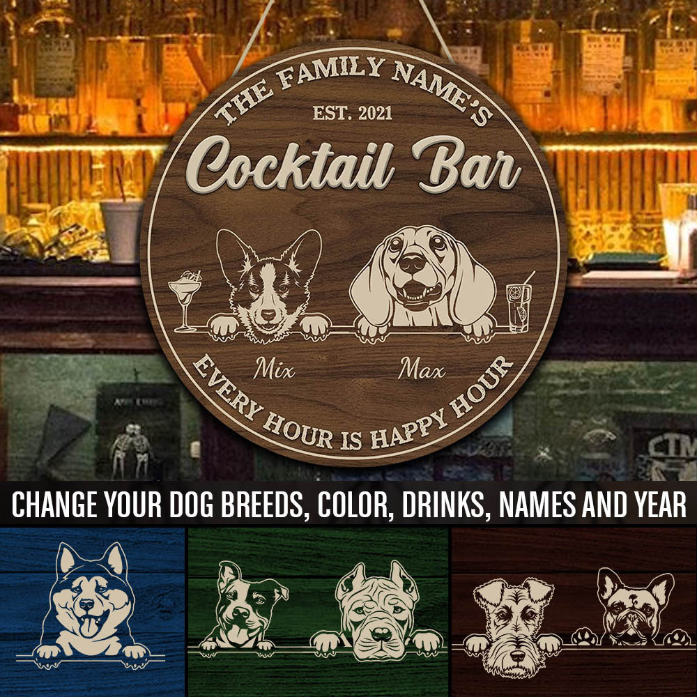 89Customized Cocktail bar every hour is happy hour 2 Customized Wood Sign