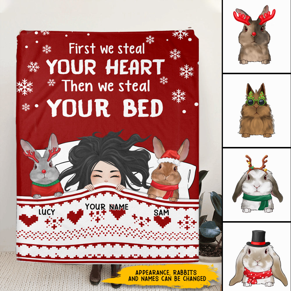 89Customized I just want to cuddle my rabbits and watch Christmas Movies Personalized Blanket