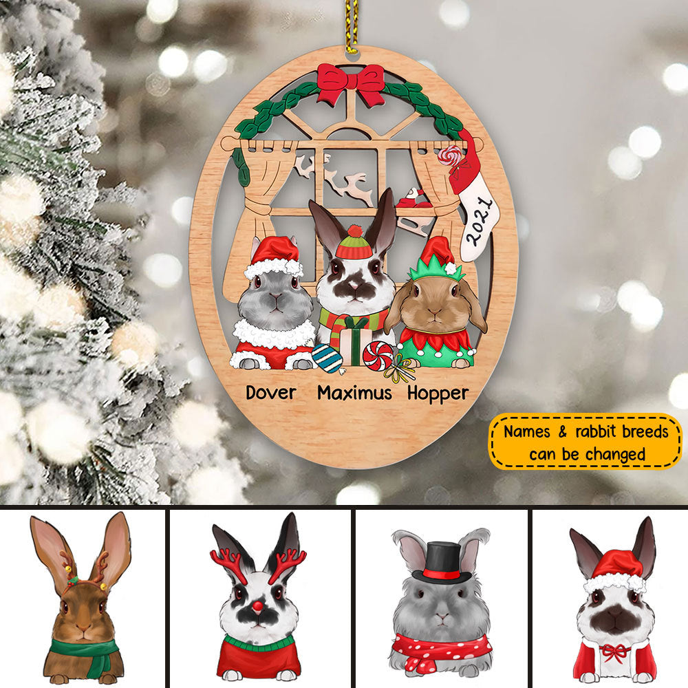 89Customized Chirstmas Window Rabbit Lovers Personalized Ornament