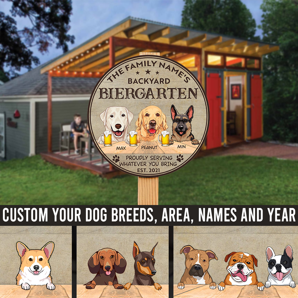 89Customized backyard Beer Garden and Dogs Customized Wood Sign