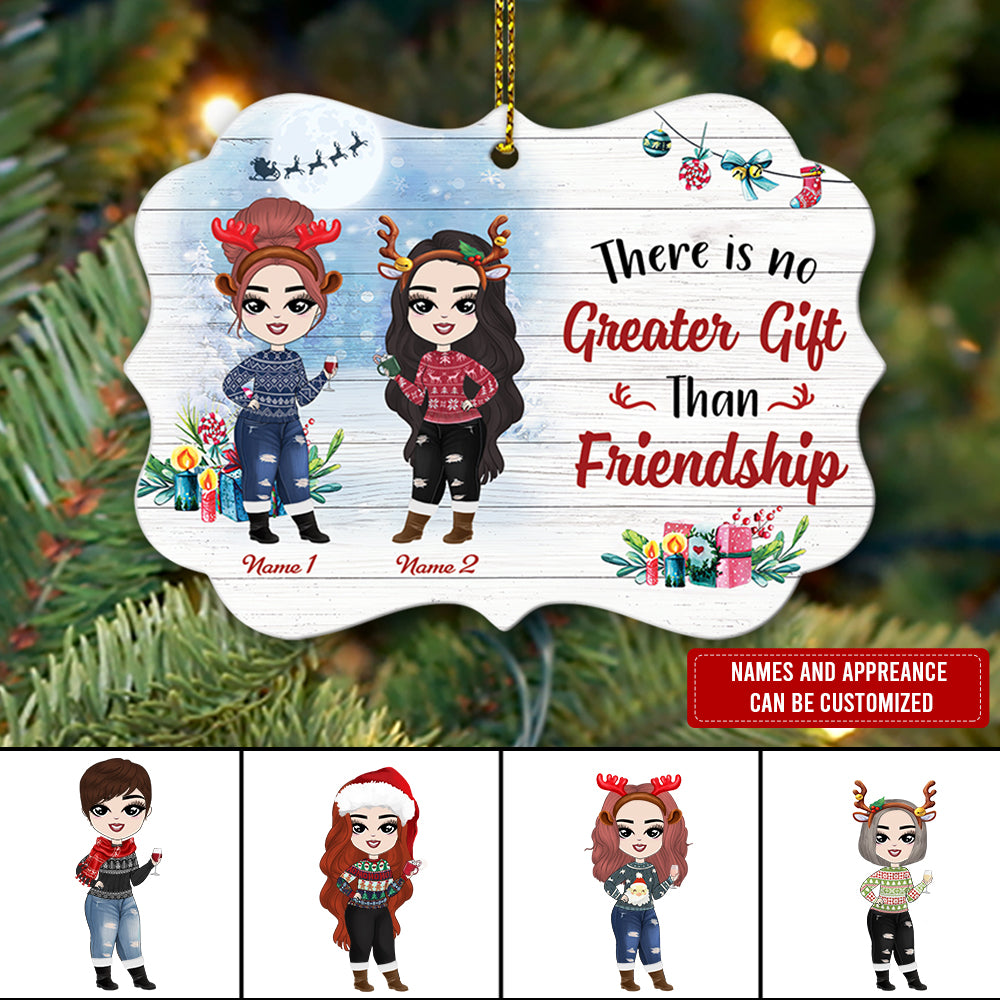 89Customized There is no greater gift than friendship Chibi girl Personalized Ornament