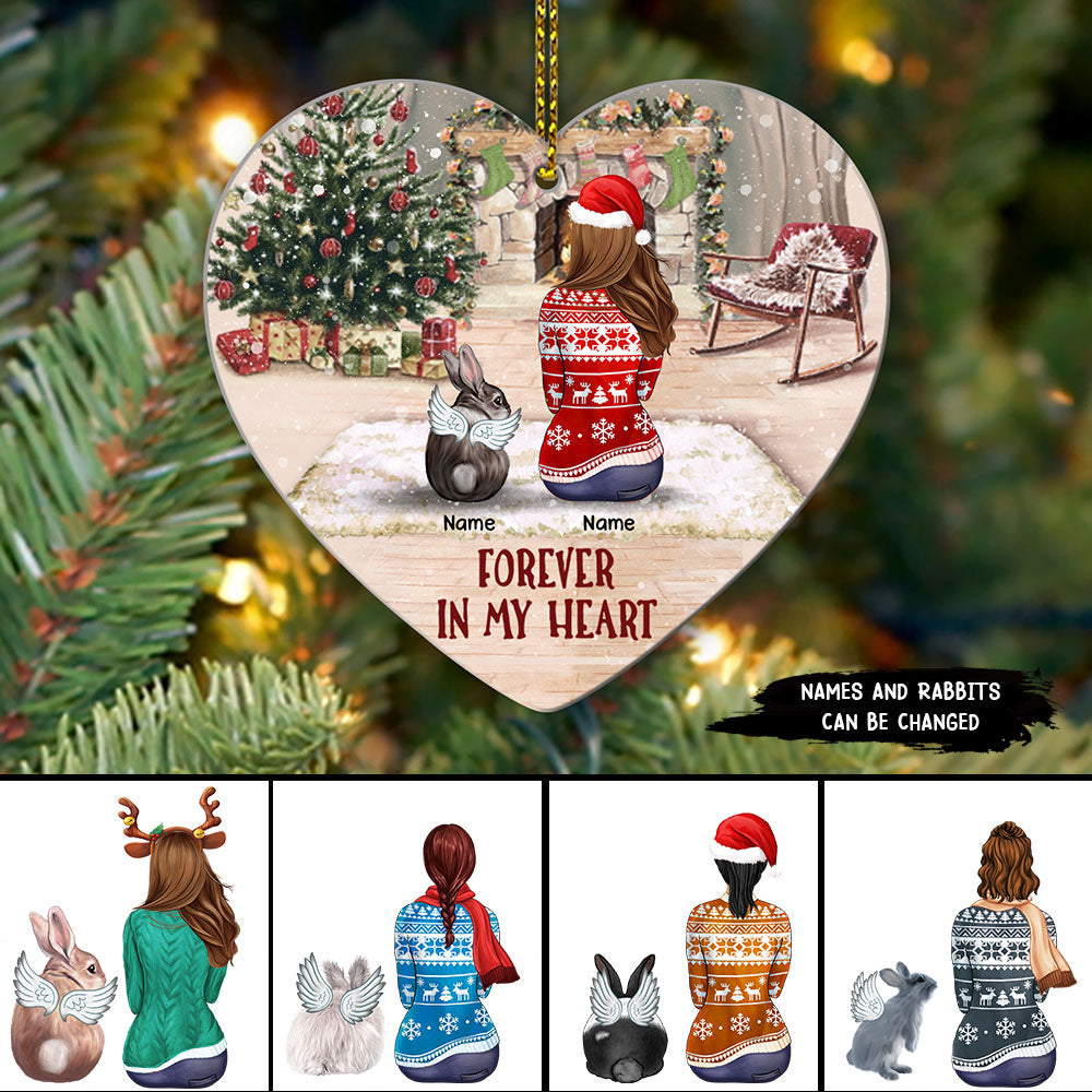 89Customized Forever in my heart Rabbit Lovers Personalized Ornament