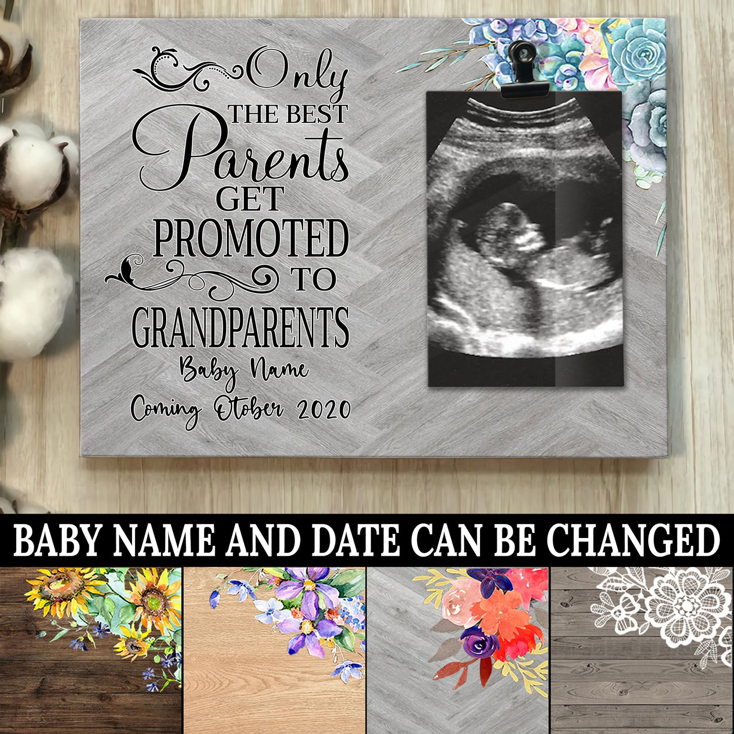 89Customized Only the best parents get promoted to granparents personalized photo clip frame