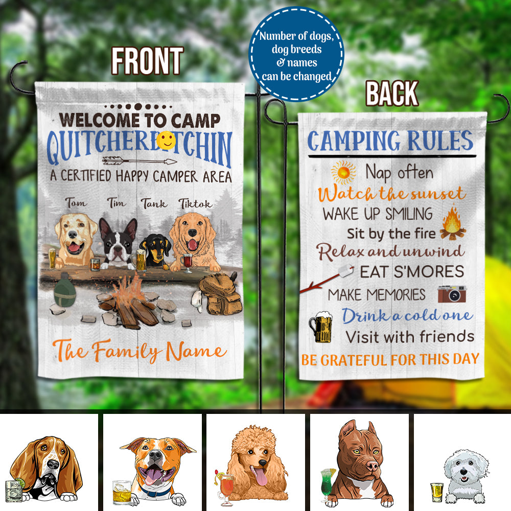 89Customized Personalized 2 Sided Flag Camping Rules Dog