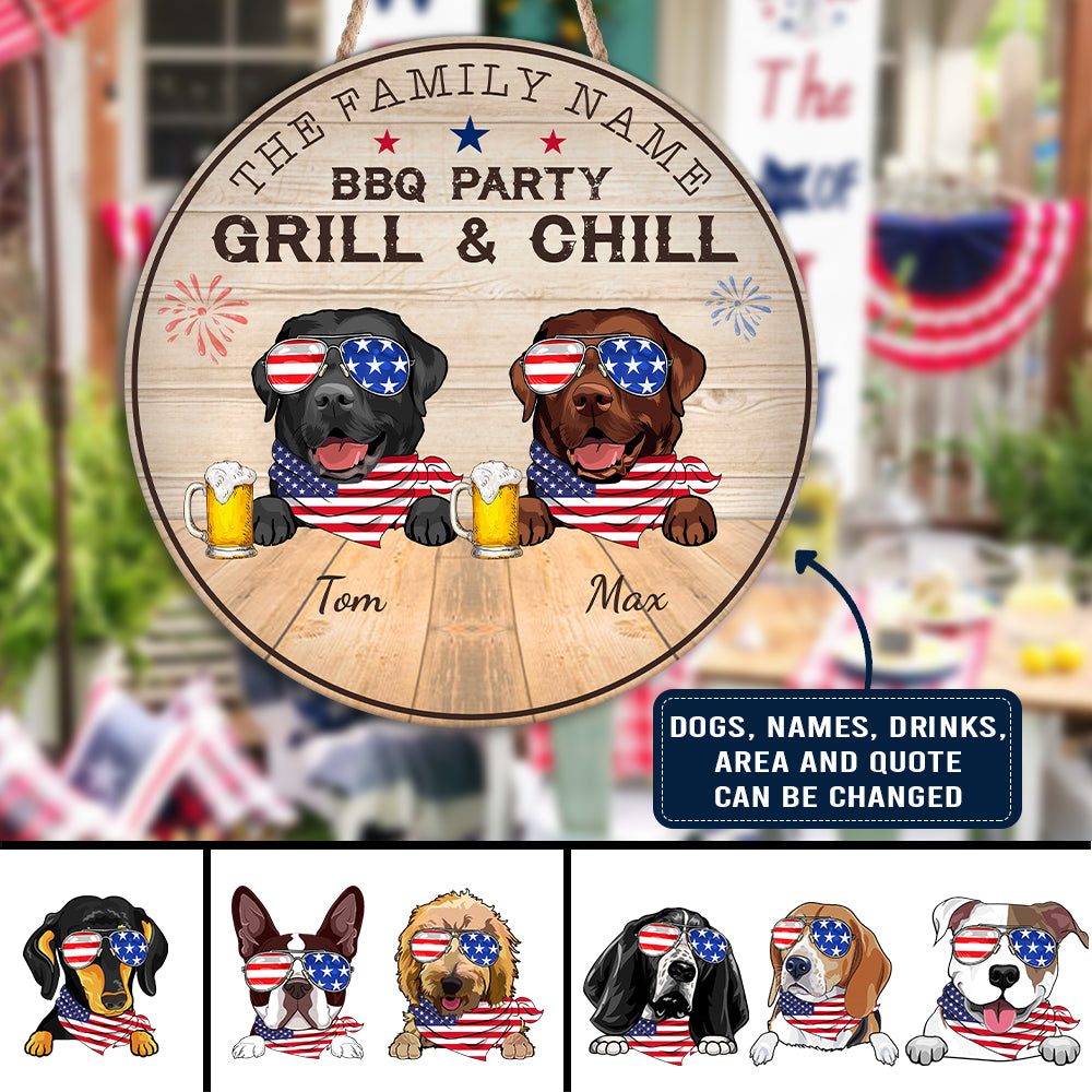 89Customized Independence Day 4th of July BBQ Personalized Wood Sign
