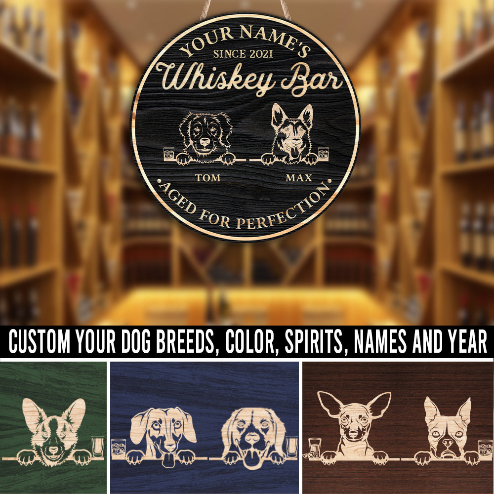 89Customized Whiskey Bar and Dog Customized Wood Sign