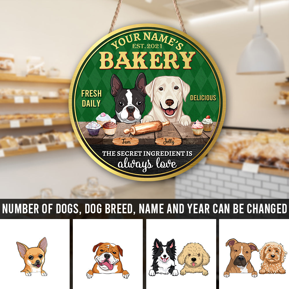89Customized Dog Bakery The secret ingredient is always love personalized wood sign