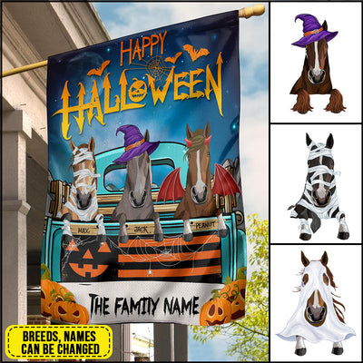 89Customized Happy Halloween Horse Welcome Personalized Garden Flag