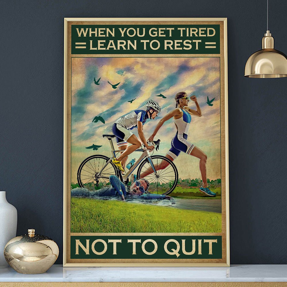 Triathlon Girl learn to rest Poster