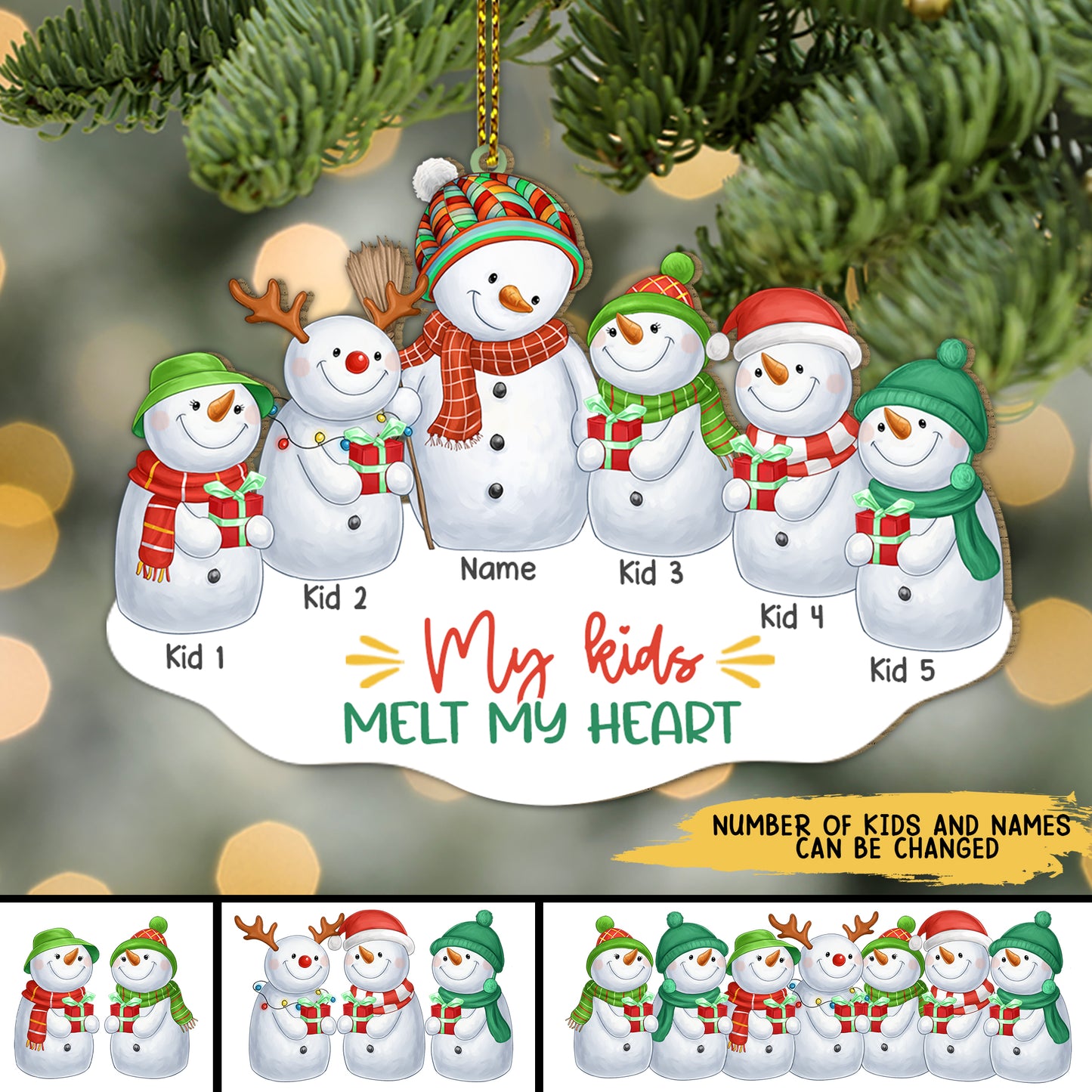 89Customized My kids melt my heart personalized ornament