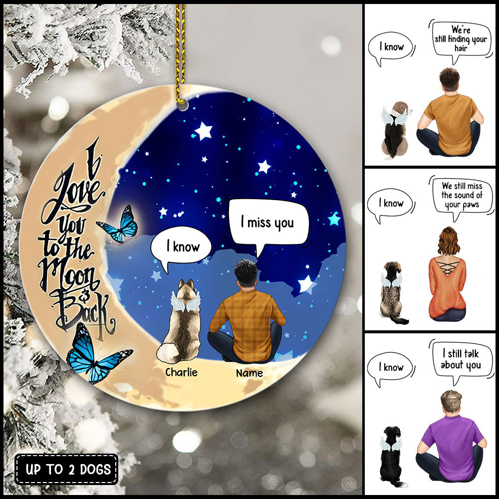 89Customized I love You To The Moon And Back Personalized Memorial Dog Ornament