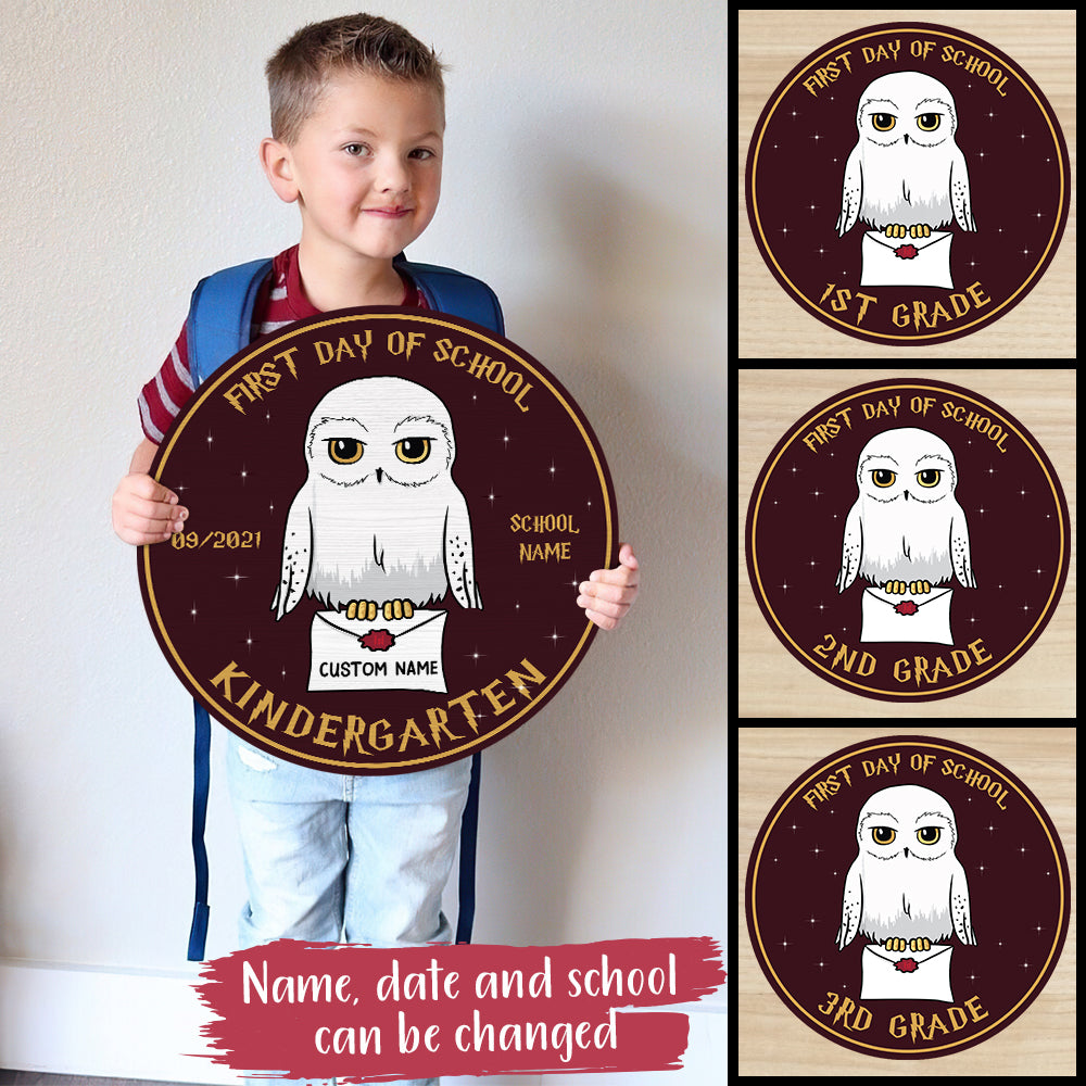 89Customized First day of school letter personalized wood sign